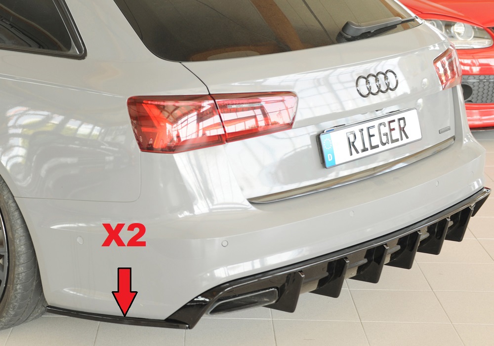 COPPIA APPENDICI DIFFUSORE POSTERIORE SPORTIVO PER AUDI A6 4G C7 FACELIFT AVANT/SEDAN CON S-LINE NERE LUCIDE RIEGER TUNING
