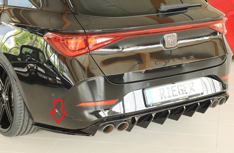 COPPIA APPENDICI DIFFUSORE POSTERIORE SPORTIVO PER CUPRA LEON KL MK4 FACELIFT RIEGER TUNING NERO LUCIDO