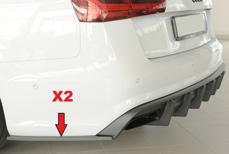COPPIA APPENDICI DIFFUSORE POSTERIORE SPORTIVO PER AUDI A6 4G C7 FACELIFT AVANT/SEDAN CON S-LINE NERE OPACHE RIEGER TUNING