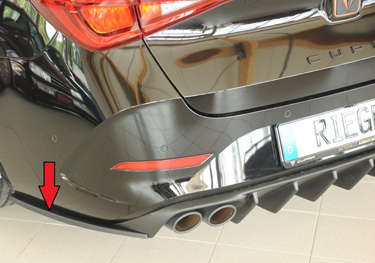 COPPIA APPENDICI DIFFUSORE POSTERIORE SPORTIVO PER CUPRA LEON KL MK4 FACELIFT RIEGER TUNING NERO OPACO