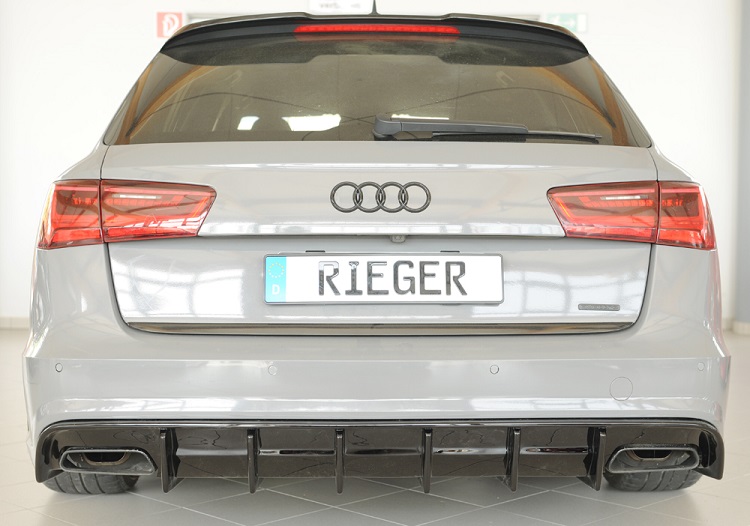 DIFFUSORE SPORTIVO RIEGER TUNING NERO LUCIDO PER AUDI A6 4G C7 FACELIFT AVANT/SEDAN CON S-LINE DOPPIA USCITA (NO GANCIO TRAINO)