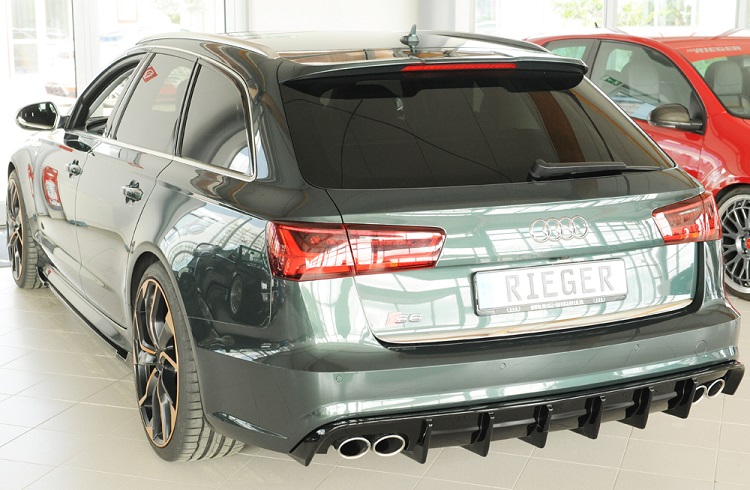 DIFFUSORE SPORTIVO RIEGER TUNING NERO LUCIDO PER AUDI A6 4G C7 FACELIFT AVANT/SEDAN CON S-LINE QUADRUPLA USCITA (SI GANCIO TRAINO)