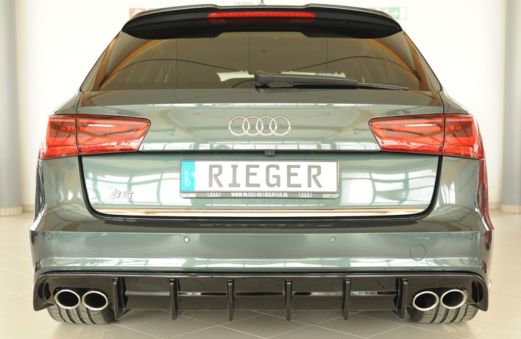DIFFUSORE SPORTIVO RIEGER TUNING NERO LUCIDO PER AUDI A6 4G C7 FACELIFT AVANT/SEDAN CON S-LINE QUADRUPLA USCITA (NO GANCIO TRAINO)