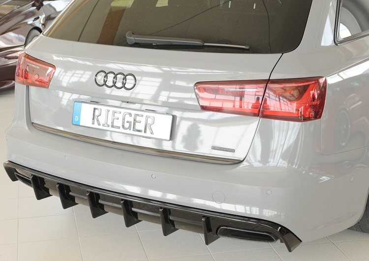 DIFFUSORE SPORTIVO RIEGER TUNING NERO LUCIDO PER AUDI A6 4G C7 FACELIFT AVANT/SEDAN CON S-LINE DOPPIA USCITA (SI GANCIO TRAINO)