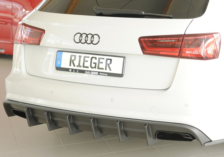 DIFFUSORE SPORTIVO RIEGER TUNING NERO OPACO PER AUDI A6 4G C7 FACELIFT AVANT/SEDAN CON S-LINE DOPPIA USCITA (NO GANCIO TRAINO)