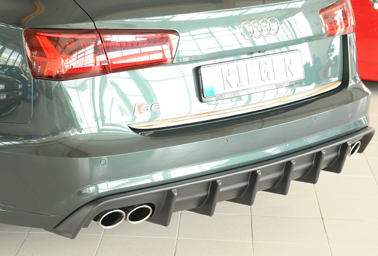 DIFFUSORE SPORTIVO RIEGER TUNING NERO OPACO PER AUDI A6 4G C7 FACELIFT AVANT/SEDAN CON S-LINE QUADRUPLA USCITA (NO GANCIO TRAINO)