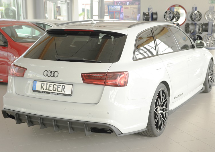 DIFFUSORE SPORTIVO RIEGER TUNING NERO OPACO PER AUDI A6 4G C7 FACELIFT AVANT/SEDAN CON S-LINE DOPPIA USCITA (SI GANCIO TRAINO)