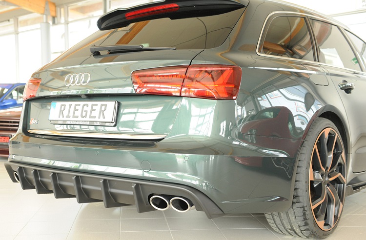 DIFFUSORE SPORTIVO RIEGER TUNING NERO OPACO PER AUDI A6 4G C7 FACELIFT AVANT/SEDAN CON S-LINE QUADRUPLA USCITA (SI GANCIO TRAINO)