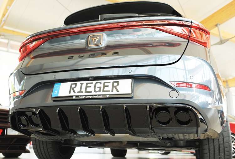DIFFUSORE SPORTIVO RIEGER TUNING NERO LUCIDO PER CUPRA LEON KL MK4 FACELIFT (SI GANCIO E NO USCITE A VISTA)