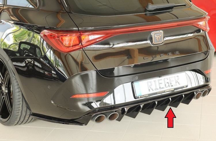 DIFFUSORE SPORTIVO RIEGER TUNING NERO LUCIDO PER CUPRA LEON KL MK4 FACELIFT SPORTSTOURER QUADRUPLA USCITA (SI GANCIO TRAINO)