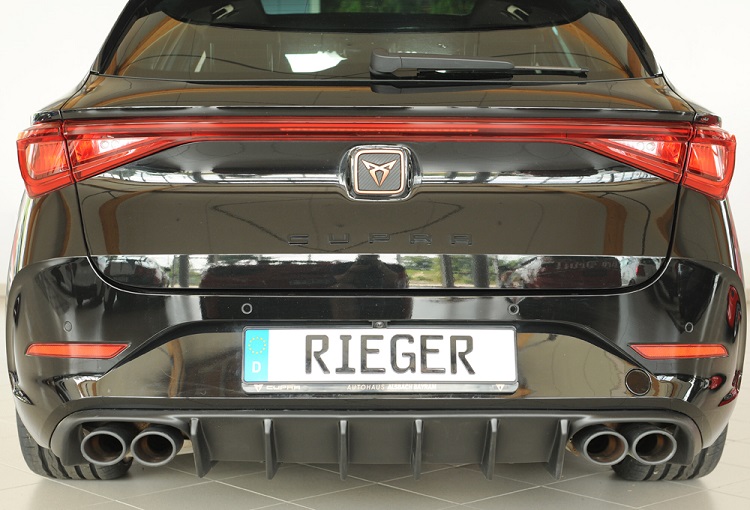 DIFFUSORE SPORTIVO RIEGER TUNING NERO OPACO PER CUPRA LEON KL MK4 FACELIFT SPORTSTOURER QUADRUPLA USCITA (SI GANCIO TRAINO)