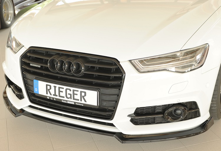LAMA SOTTOPARAURTI ANTERIORE PER AUDI A6 4G C7 FACELIFT AVANT/SEDAN CON S-LINE NERO LUCIDO RIEGER TUNING