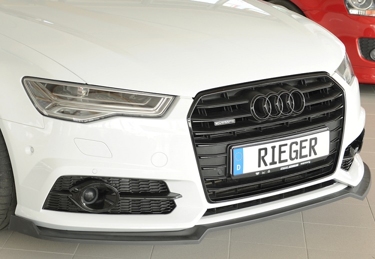LAMA SOTTOPARAURTI ANTERIORE PER AUDI A6 4G C7 FACELIFT AVANT/SEDAN CON S-LINE NERO OPACO RIEGER TUNING