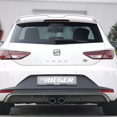DIFFUSORE SPORTIVO RIEGER TUNING NERO OPACO PER SEAT LEON FR (5F) 3/5 PORTE PER SCARICO CON DOPPIA USCITA CENTRALE