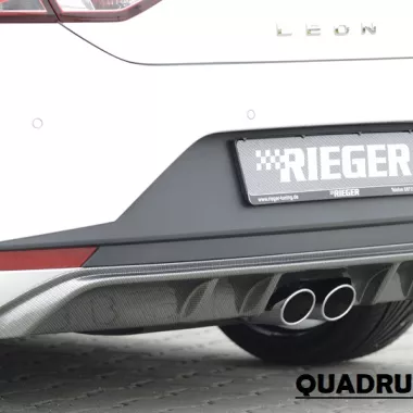 DIFFUSORE SPORTIVO RIEGER TUNING NERO LUCIDO PER SEAT LEON FR (5F) 3/5 PORTE PER SCARICO A QUADRUPLA USCITA
