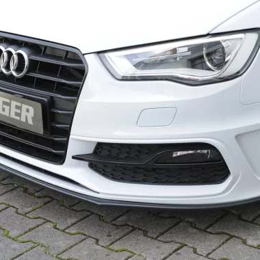 LAMA SOTTOPARAURTI ANTERIORE PER AUDI A3 8V PRE RESTYLING CON S-LINE 3/5 PORTE NERO OPACO RIEGER TUNING