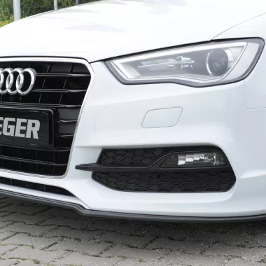 LAMA SOTTOPARAURTI ANTERIORE PER AUDI A3 8V SEDAN/CABRIO PRE-RESTYLING CON S-LINE NERO OPACO RIEGER TUNING